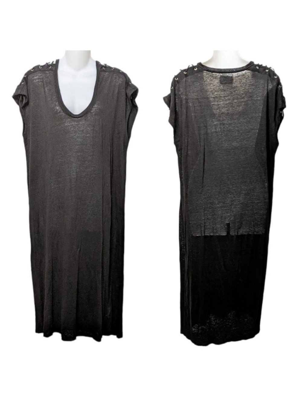 SACK'S 100% Linen Shoulder Lace-Up Midi Dress S